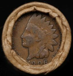 Small Cent Mixed Roll Orig Brandt McDonalds Wrapper, 1917-d Lincoln Wheat end, 1906 Indian other end