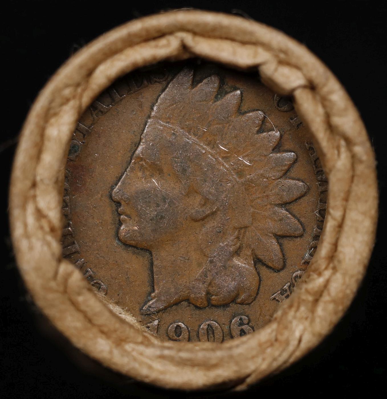 Small Cent Mixed Roll Orig Brandt McDonalds Wrapper, 1917-d Lincoln Wheat end, 1906 Indian other end