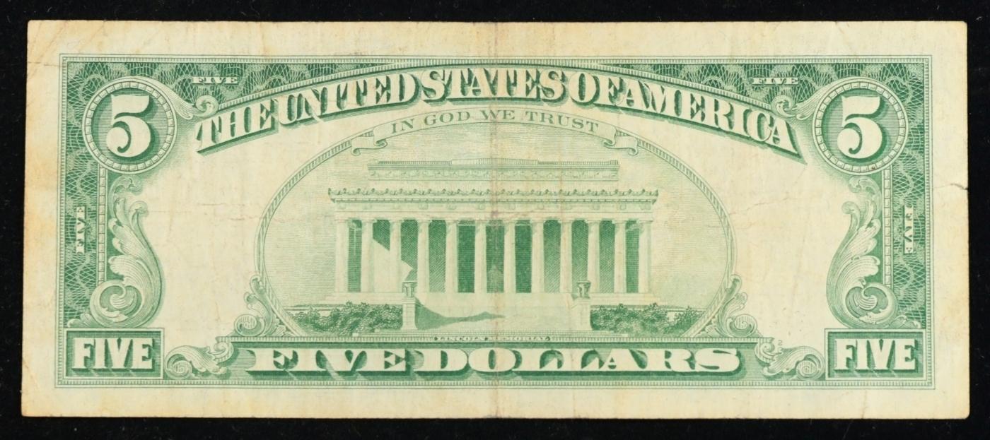 1963 $5 Red Seal United States Note Grades vf++