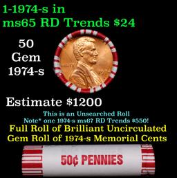 BU Shotgun Lincoln 1c roll, 1974-p 50 pcs Bank Wrapper 50c