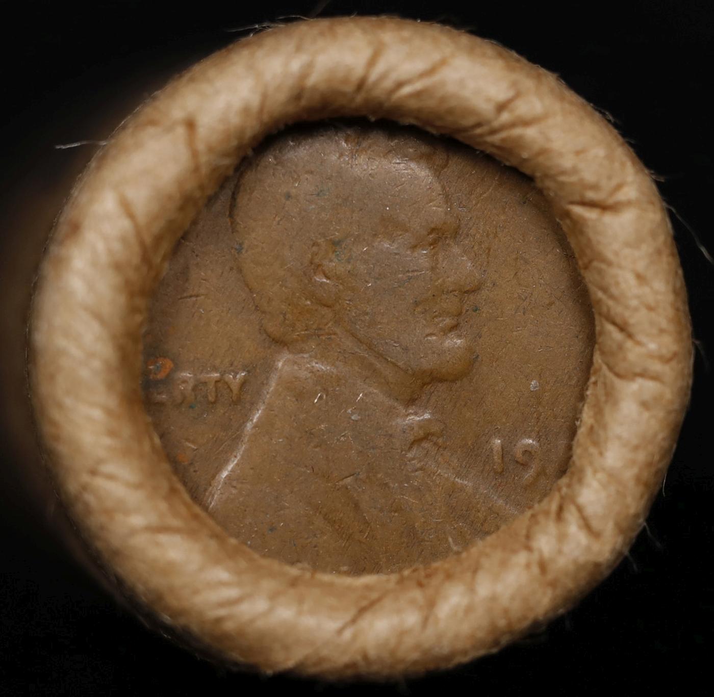 Small Cent Mixed Roll Orig Brandt McDonalds Wrapper, 1917-d Lincoln Wheat end, 1900 Indian other end