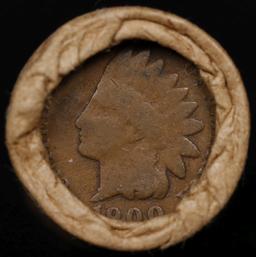 Small Cent Mixed Roll Orig Brandt McDonalds Wrapper, 1917-d Lincoln Wheat end, 1900 Indian other end