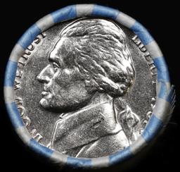 BU Shotgun Jefferson 5c roll, 1981-p 40 pcs Bank $2 Nickel Wrapper