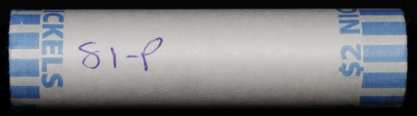 BU Shotgun Jefferson 5c roll, 1981-p 40 pcs Bank $2 Nickel Wrapper