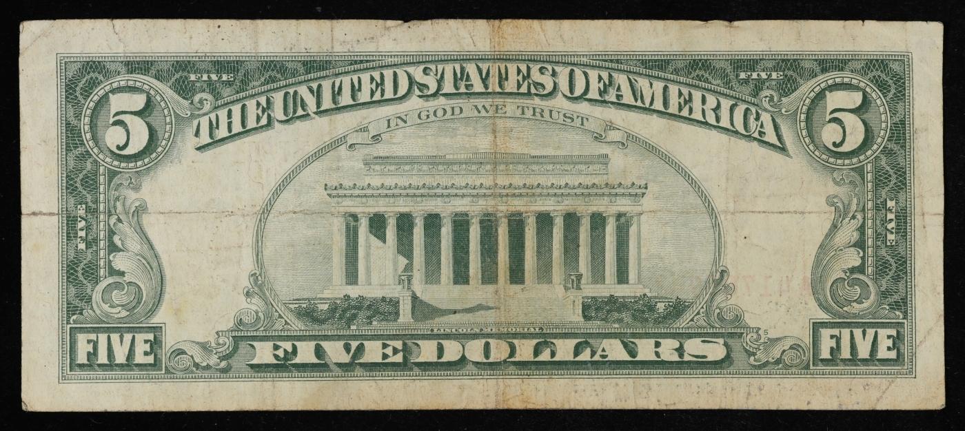 1963 $5 Red Seal United States Note Grades vf++
