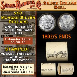 107- SEARS Unc Morgan Dollar $1 Roll With CC End 10 1885 & CC Ends
