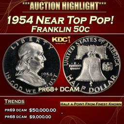 1954 Proof Franklin Half Dollar Near Top Pop! 50c pr68+ DCAM SEGS