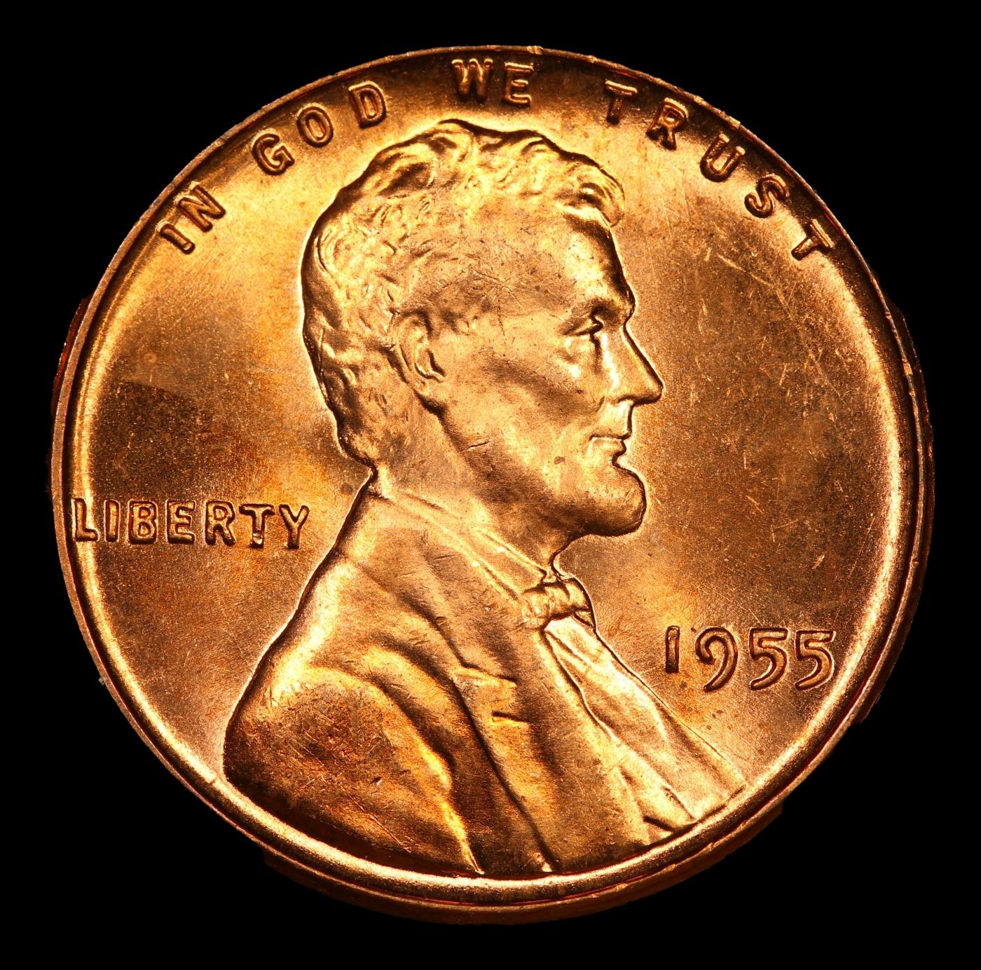 1955-p Lincoln Cent Near Top Pop! 1c ms67 rd USCG