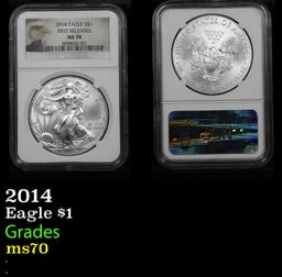 NGC 2014 Silver Eagle Dollar 1 ms70 NGC