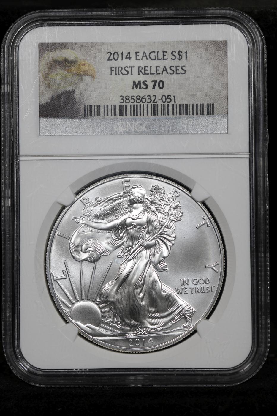 NGC 2014 Silver Eagle Dollar 1 ms70 NGC
