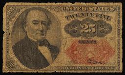 1870's US Fractional Currency 25c Fifth Issue fr-1309 Short Key Robert Walker Secretary of the Treas