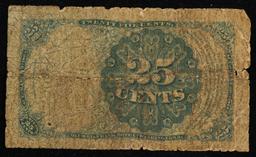 1870's US Fractional Currency 25c Fifth Issue fr-1309 Short Key Robert Walker Secretary of the Treas