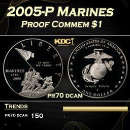 2005-P Marines Proof Modern Commem Dollar $1 pr70 dcam SEGS