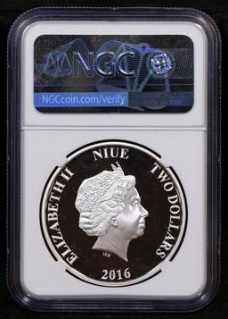 NGC 2016 Disney Characters Rapunzel Silver Niue $2 Colorized Proof pr70 dcam NGC