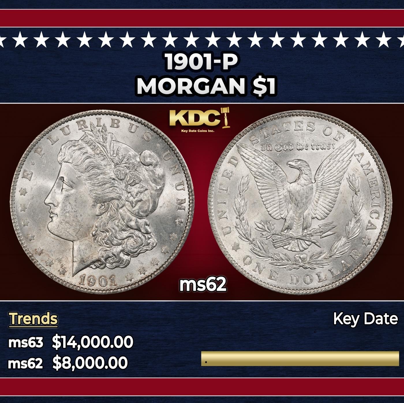 1901-p Morgan Dollar $1 ms62 USCG