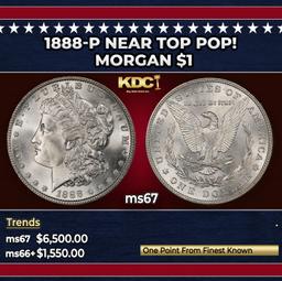 1888-p Morgan Dollar Near Top Pop! $1 ms67 SEGS