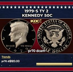 1979-s Ty 2 Proof Kennedy Half Dollar 50c pr70 dcam SEGS
