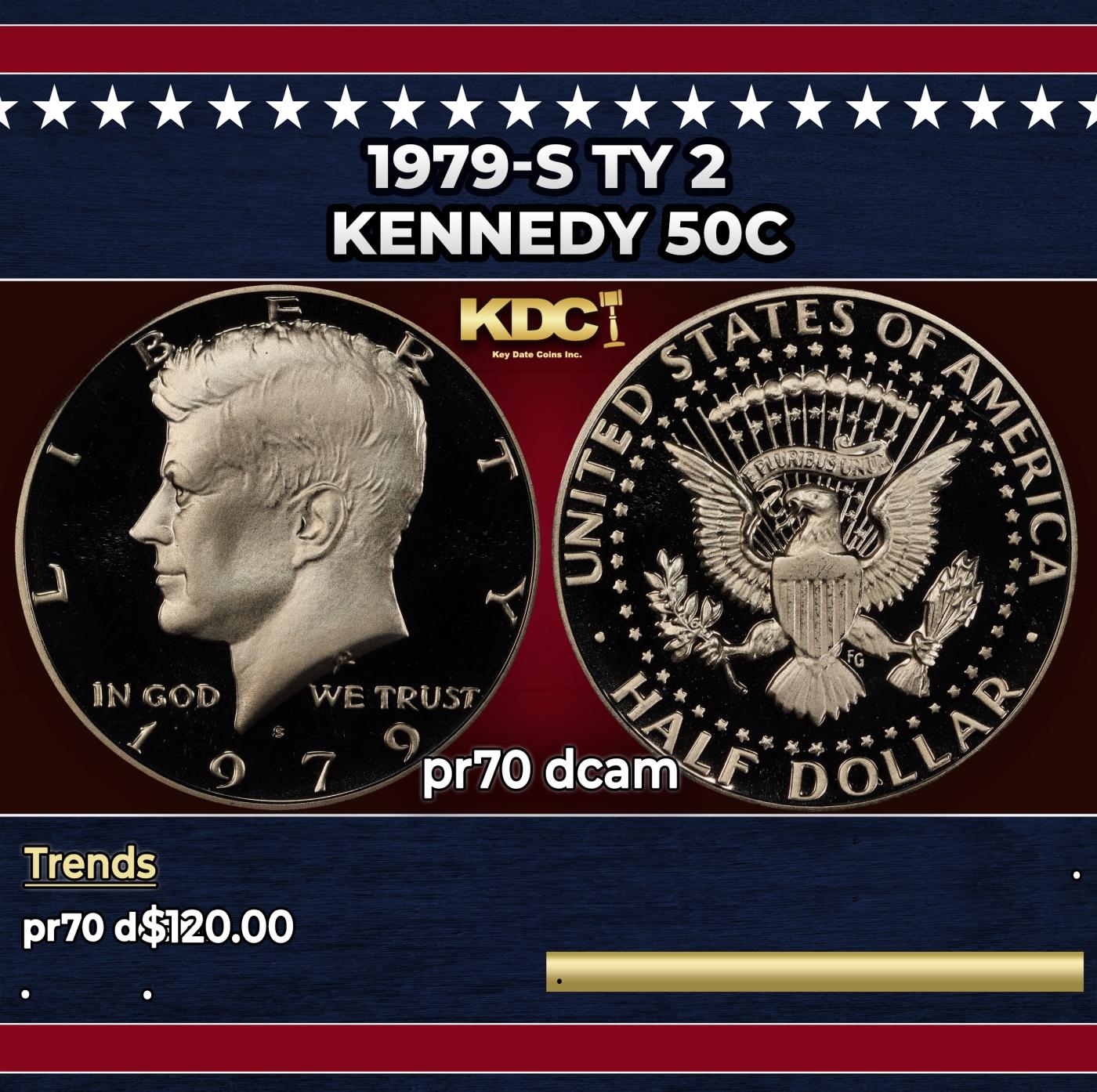 1979-s Ty 2 Proof Kennedy Half Dollar 50c pr70 dcam SEGS