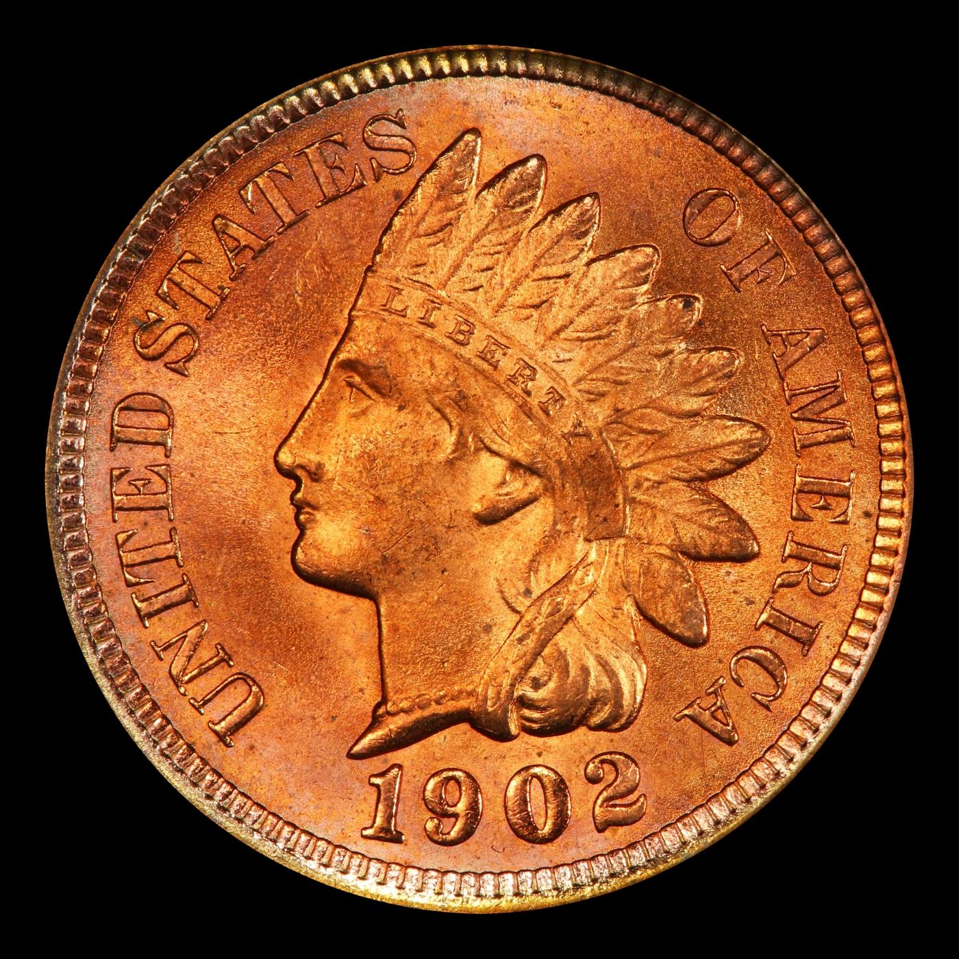 1902 Indian Cent . 1c Grades ms65 rb