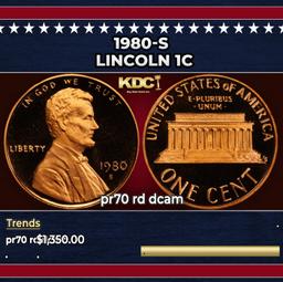 1980-s Proof Lincoln Cent 1c pr70 rd dcam SEGS