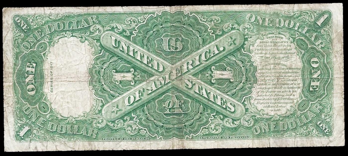 1917 $1 Large Size Legal Tender Note Grades vf+ Signatures Speelman/White