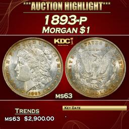 1893-p Morgan Dollar $1 ms63 USCG