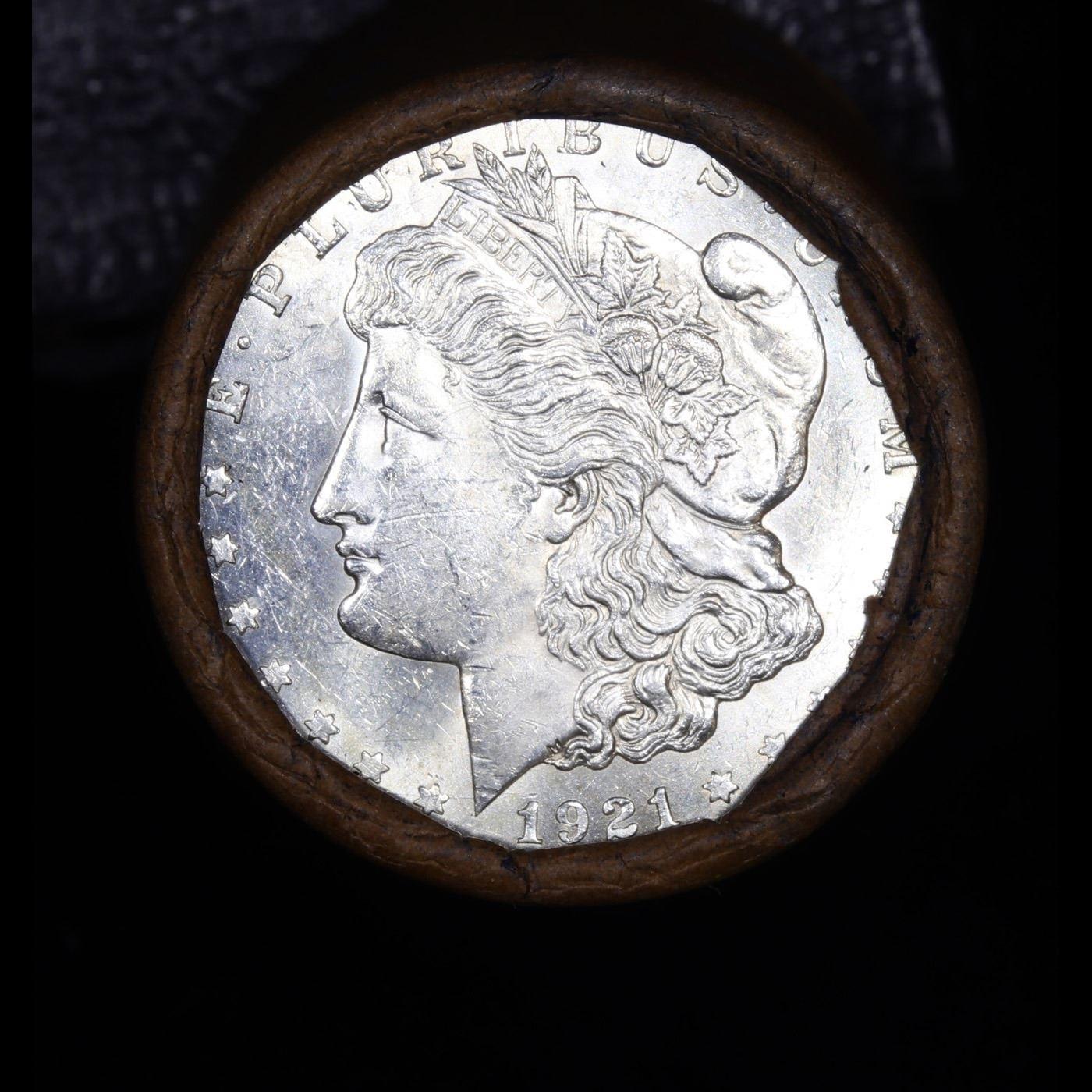 Full solid date 1921-p Uncirculated Morgan silver dollar roll, 20 coins
