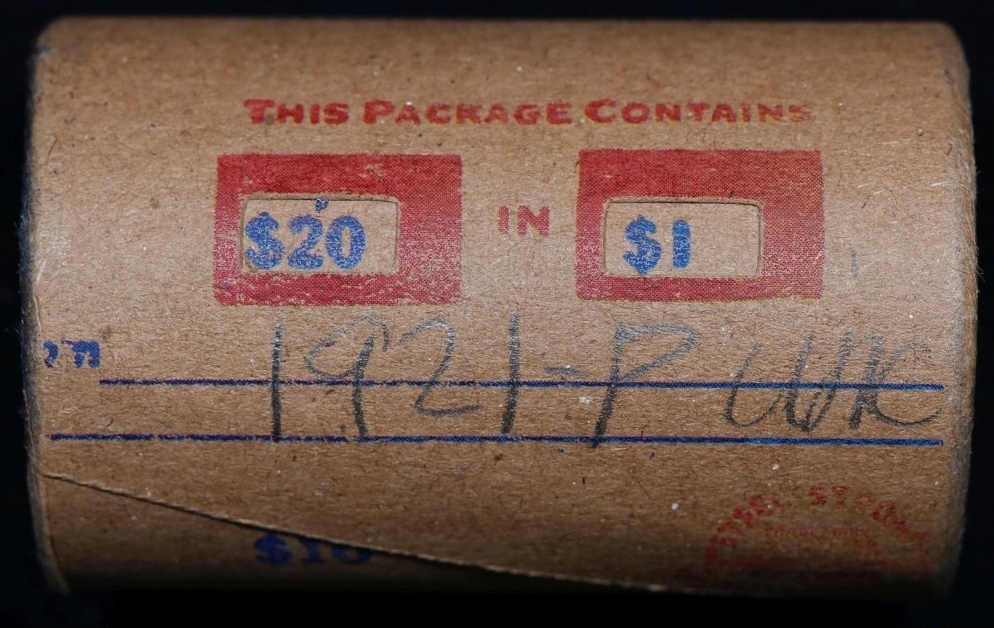 Full solid date 1921-p Uncirculated Morgan silver dollar roll, 20 coins