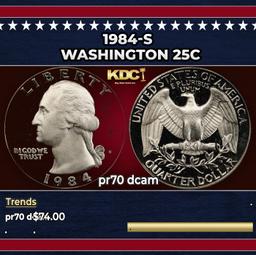 1984-s Proof Washington Quarter 25c pr70 dcam SEGS