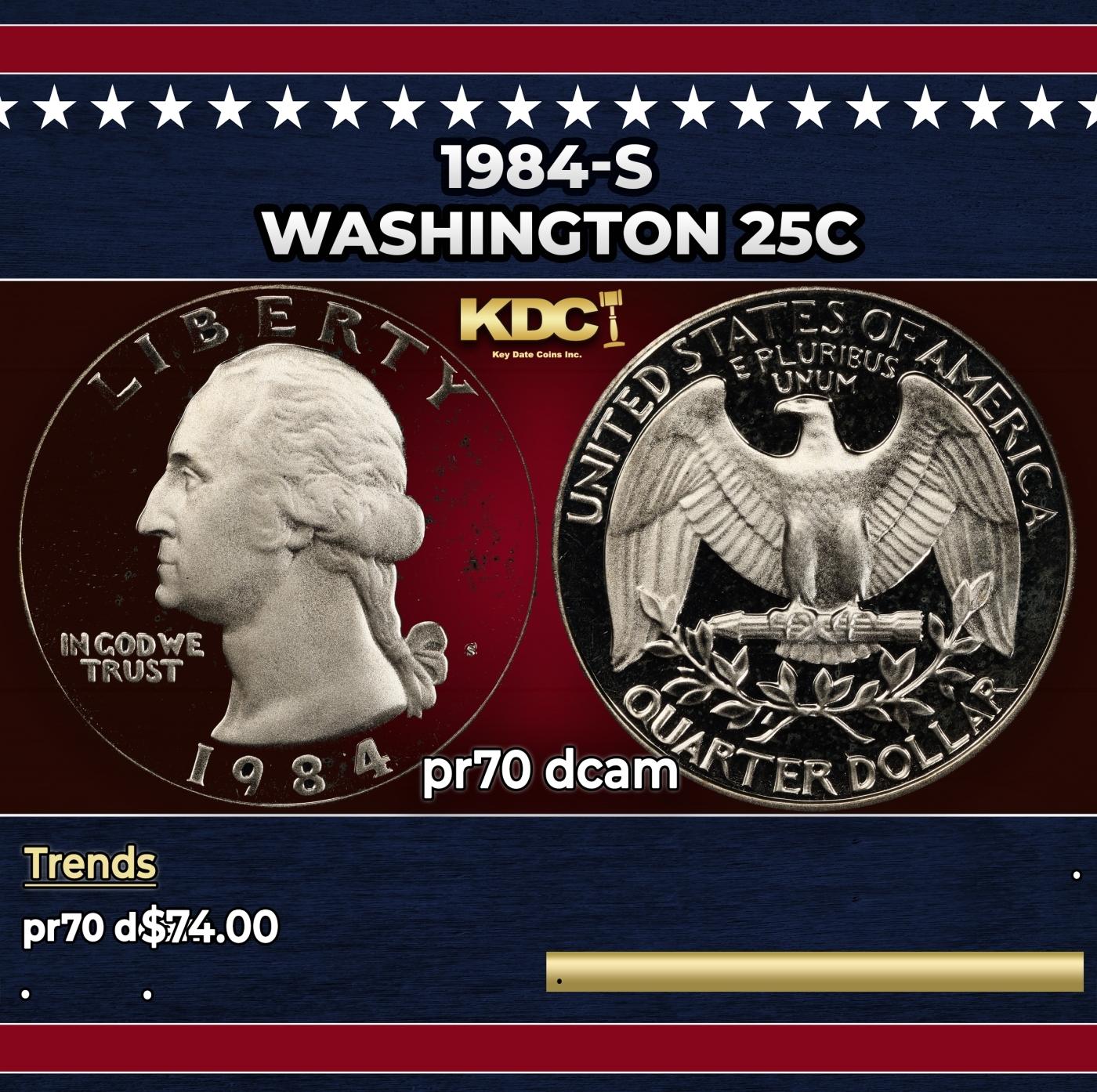 1984-s Proof Washington Quarter 25c pr70 dcam SEGS