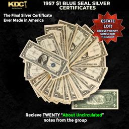 20x 1957 $1 Blue Seal Silver Certificates Grades AU