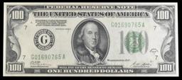 1928A $100 Green Seal Federal Reserve Note "Redeemable In Gold" Grades au55