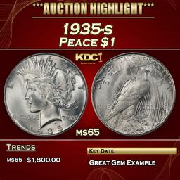 1935-s Peace Dollar $1 ms65 SEGS