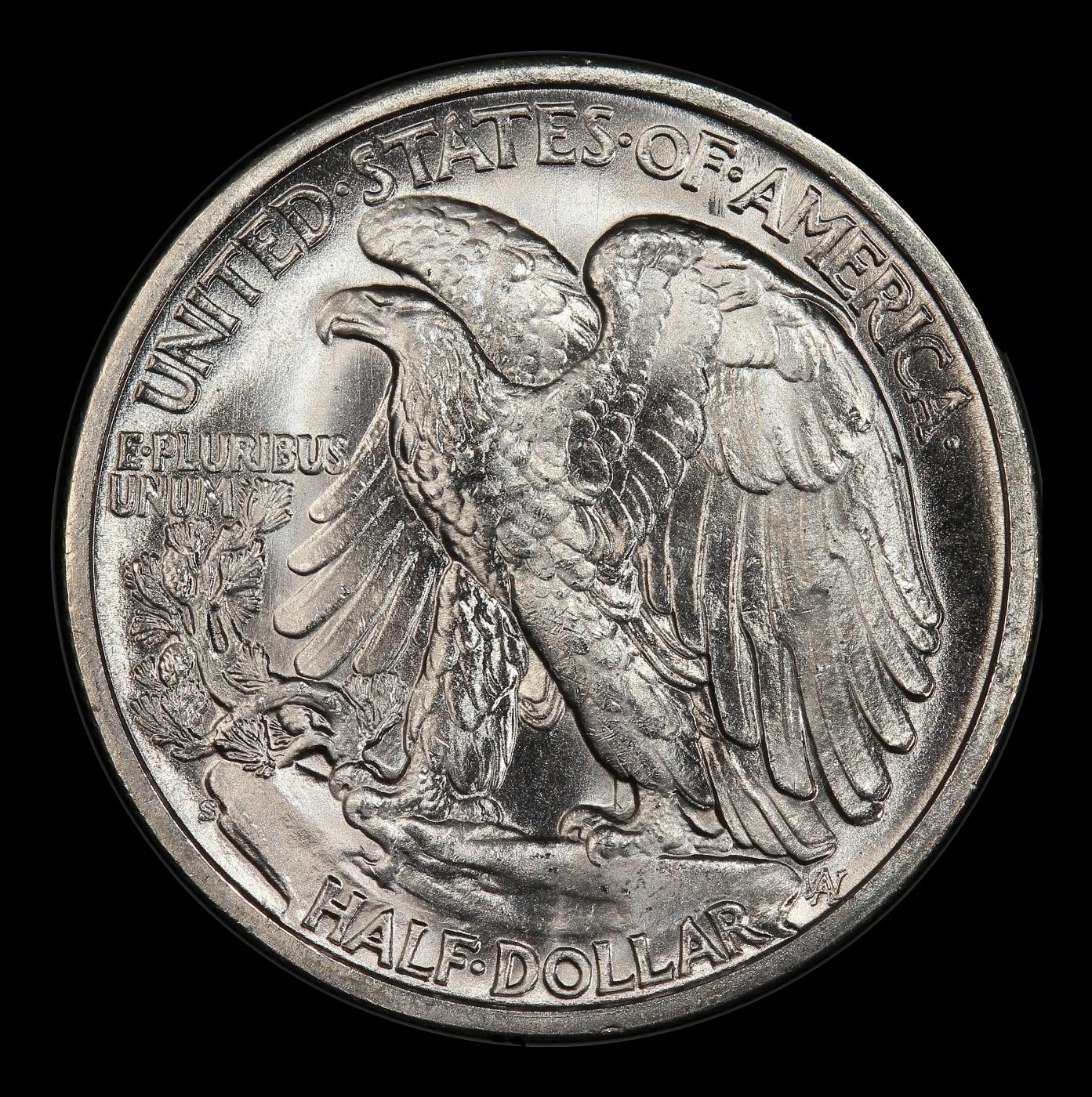 1946-s Walking Liberty Half Dollar Near Top Pop 50c ms66+ SEGS