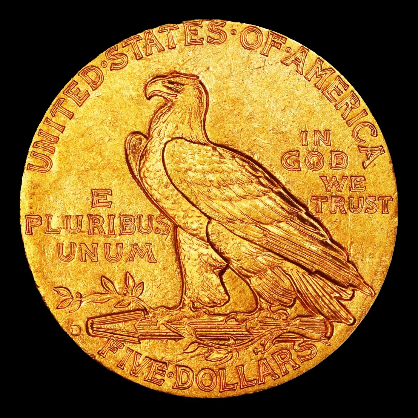 1914-d Gold Indian Half Eagle $5 Select+ Unc USCG