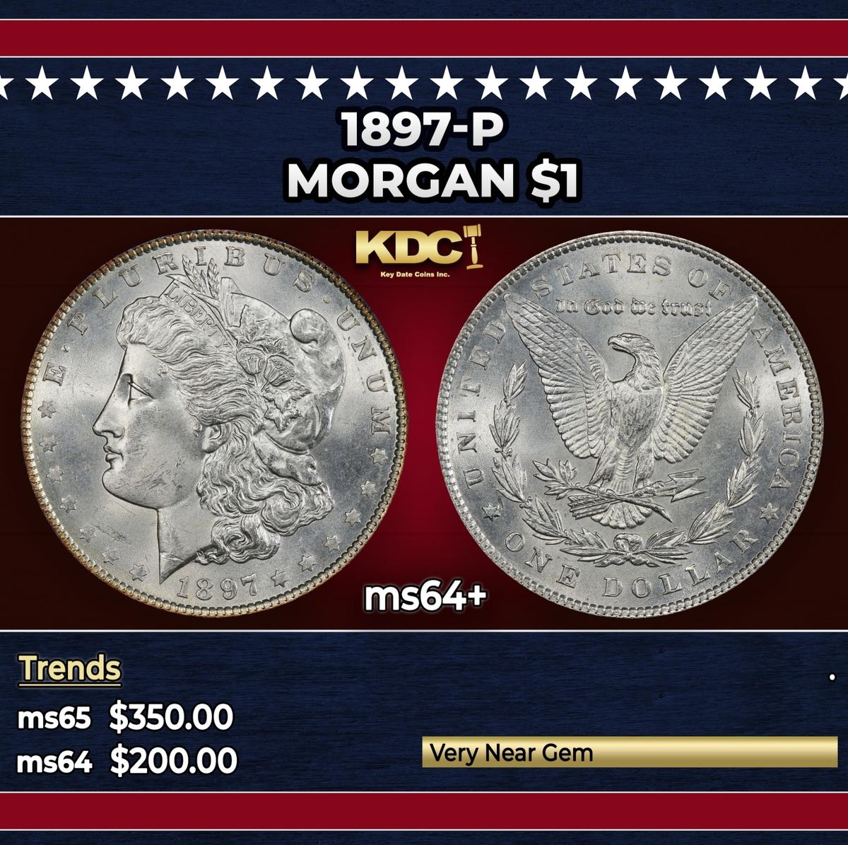 1897-p Morgan Dollar $1 Grades Choice+ Unc