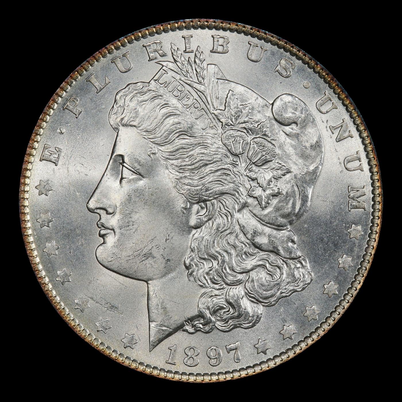 1897-p Morgan Dollar $1 Grades Choice+ Unc