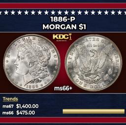 1886-p Morgan Dollar $1 ms66+ SEGS