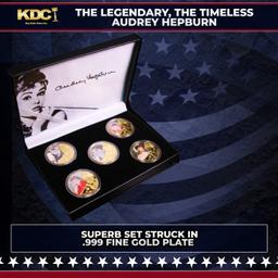 5 Coin Gold Plated the legendary, The timeless, Audrey Hepburn Set