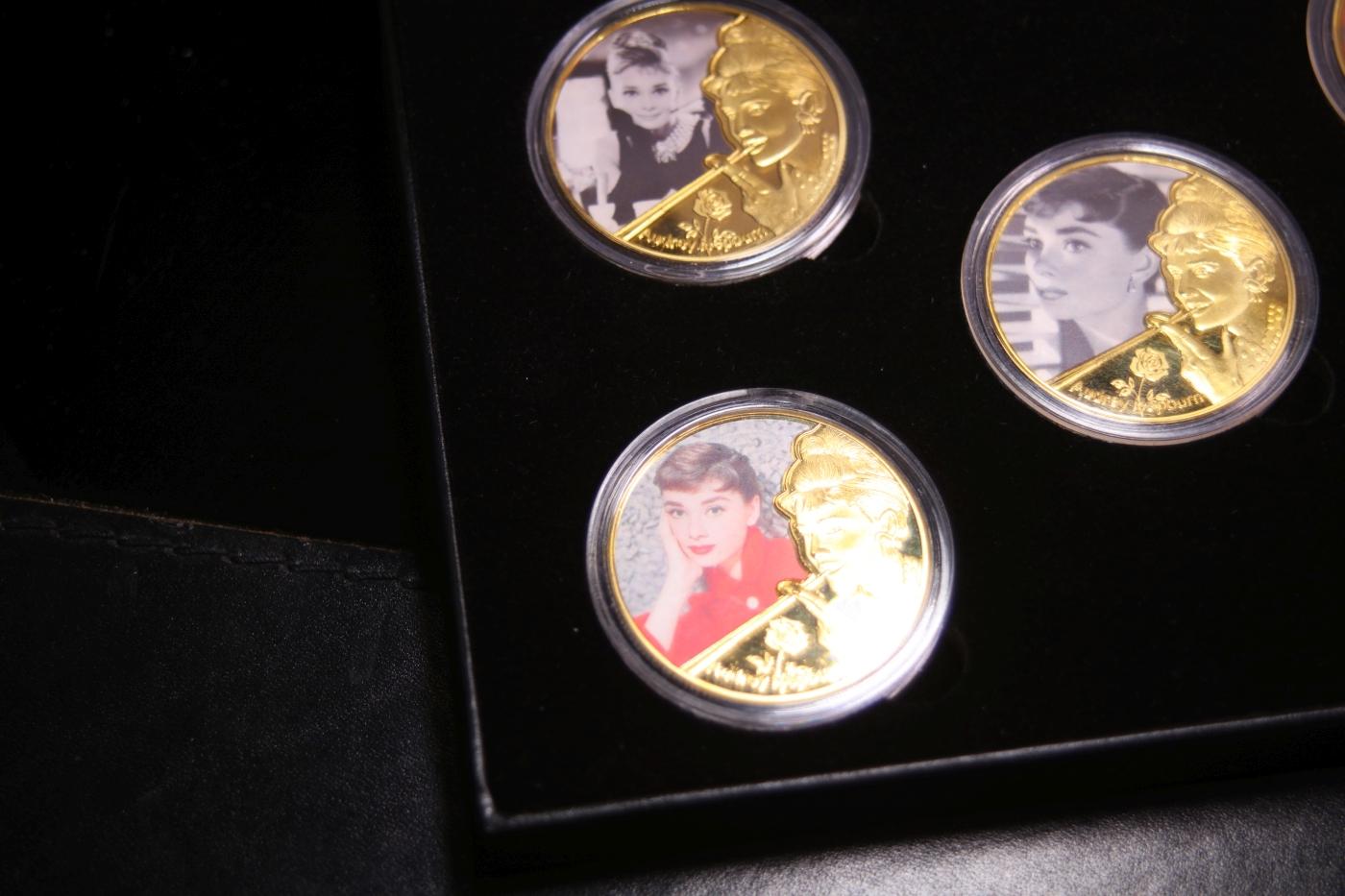 5 Coin Gold Plated the legendary, The timeless, Audrey Hepburn Set