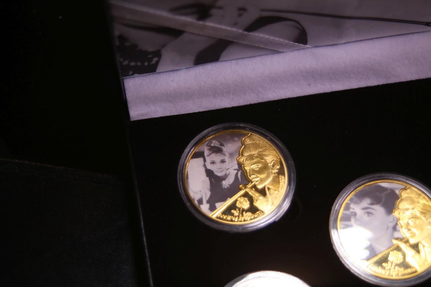 5 Coin Gold Plated the legendary, The timeless, Audrey Hepburn Set