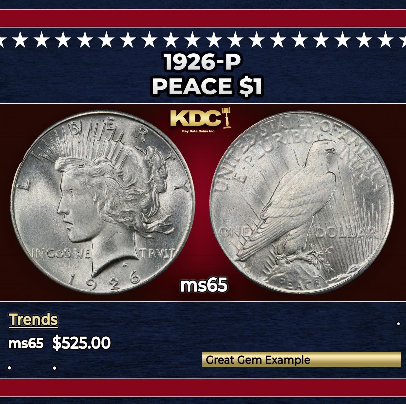 1926-p Peace Dollar $1 Grades GEM Unc