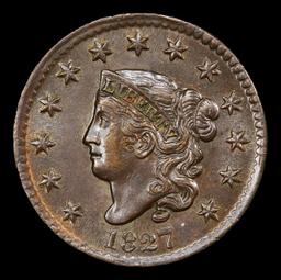 1827 Coronet Head Large Cent N-11 1c ms63 bn USCG