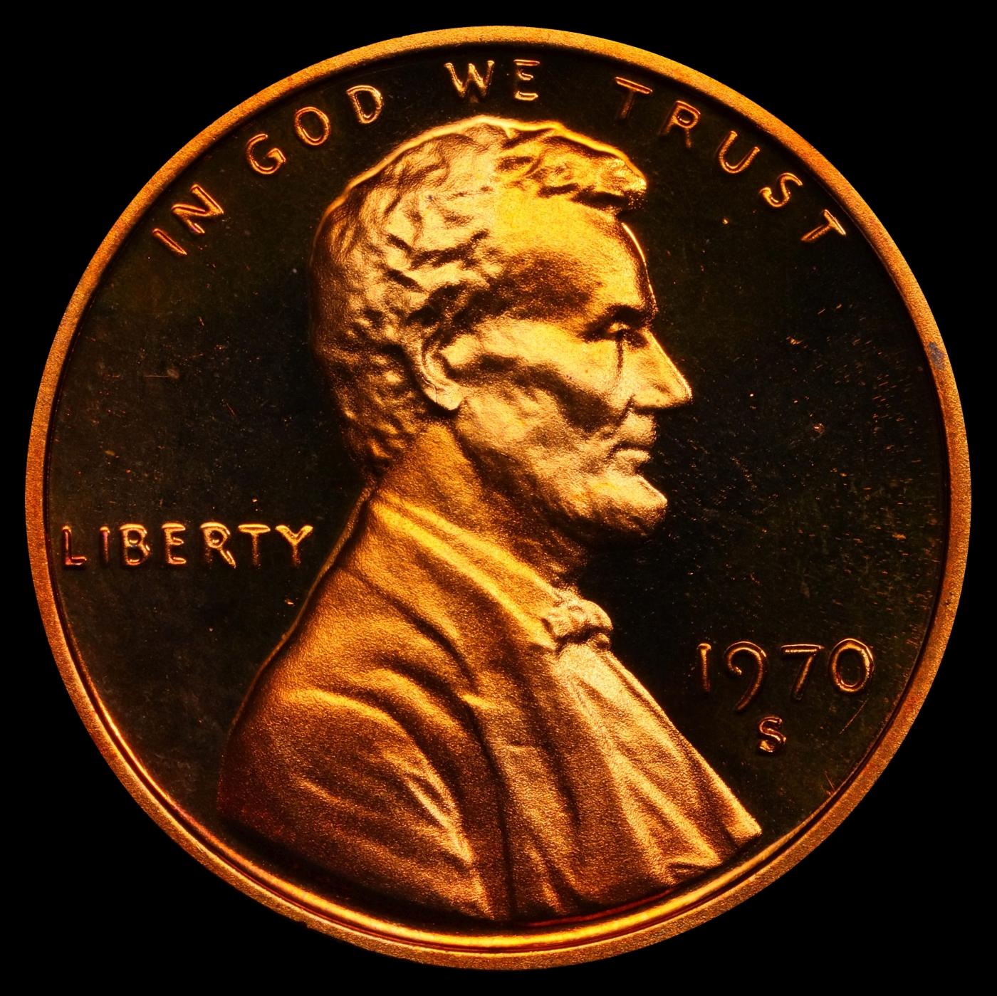 1970-s Lg Date Proof Lincoln Cent 1c pr69 rd dcam SEGS