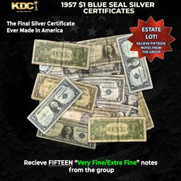 15x 1957 $1 Blue Seal Silver Certificates Grades VF/XF