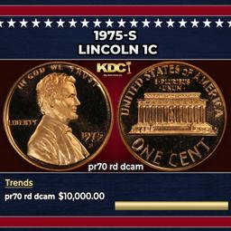 1975-s Proof Lincoln Cent 1c pr70 rd dcam SEGS
