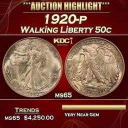 1920-p Walking Liberty Half Dollar 50c ms65 SEGS