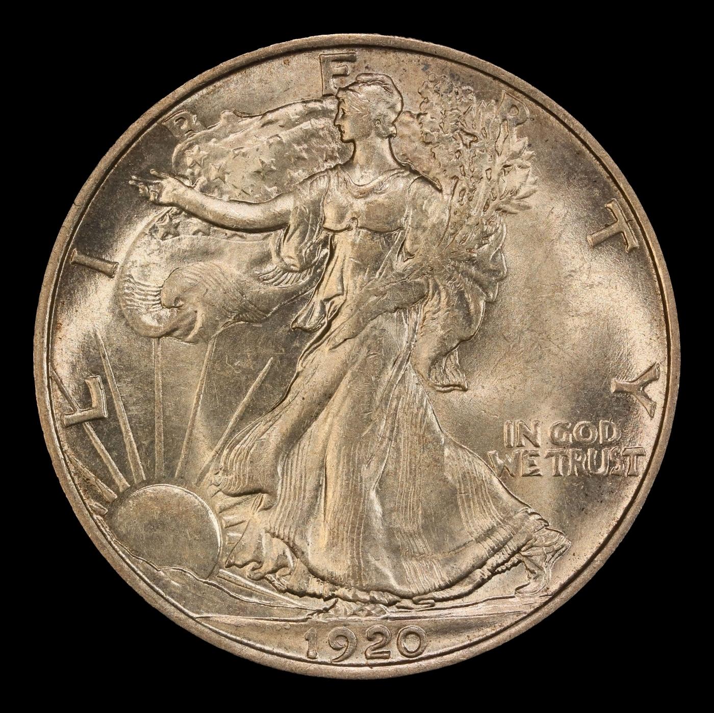 1920-p Walking Liberty Half Dollar 50c ms65 SEGS