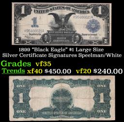 1899 $1 large size Silver Certificate "Black Eagle" Grades vf++ Signatures Speelman/White