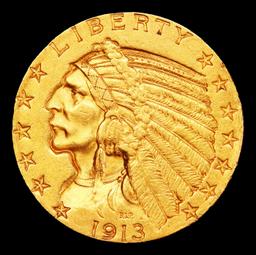 1913-s Gold Indian Half Eagle $5 Choice Unc USCG